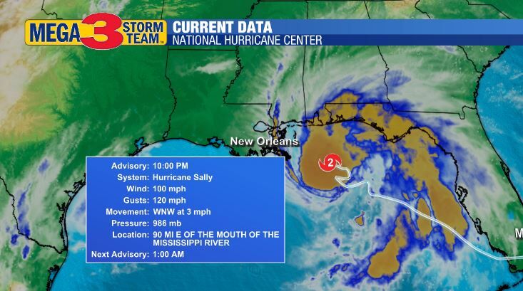 Current Information about Hurricane Sally on Monday Evening